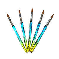 Cepillo De Arte De Uñas De Nylon 5PCS Con Mango De Cristal Gradient Kolinski Herramienta De Grabado De Acrílico Y Adhesivo Para Uñas - details 4