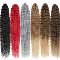 Cabello Sintético Enredado Largo 34 Pulgadas Natural Ombre Rojo Rubio Marrón Extensiones De Cabello Tejido Crochet Textura Rizada Y Enredada Suave Para Negras - details 0
