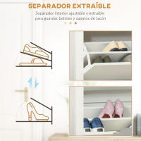 HOMCOM Zapatero Moderno Zapatero de Entrada Recibidor con Cajones Abatibles y Estantes Ajustables para 12 Pares de Zapatos Zapatero Estrecho para Pasillo 72x26x80 cm - details 2