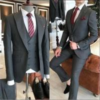 Traje Verde Para Hombre 3 Piezas 2023 Corte Slim Con Pico Y Un Botón Traje De Boda Tuxedo Terno Masculino (Chaleco+Pantalones+Chaleco) - details 1