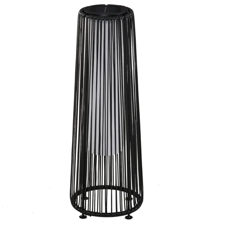 Outsunny Lámpara de Pie de Mimbre Ratán de Energía Solar con LED 0,8 W Interruptor de Control de Luz Automático Decoración para Exterior Ø21,5x61 cm - 1