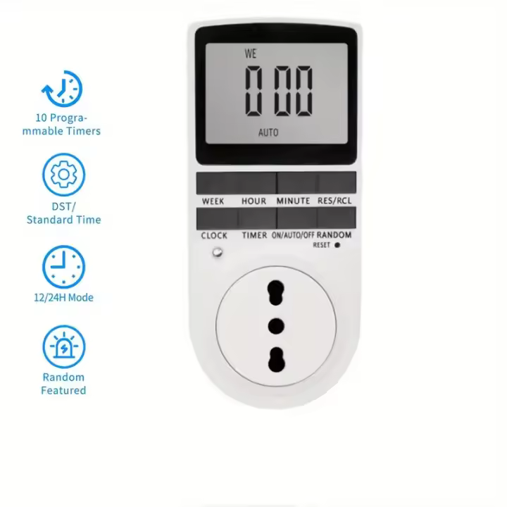 Enchufe de Italia, programador del zócalo del temporizador, 7 días 12/24 horas, enchufe electrónico europeo, enchufe digital de cocina, temporizador programable, toma de corriente digital, control electrónico, blanco - 1