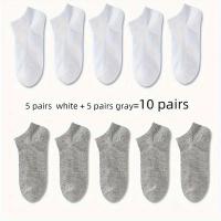 Calcetines De Tobillo Cómodos Y Transpirables Para Hombre Y Mujer Negros Blancos Grises Paquete De 5 O 10 Pares Para Primavera Verano - details 15