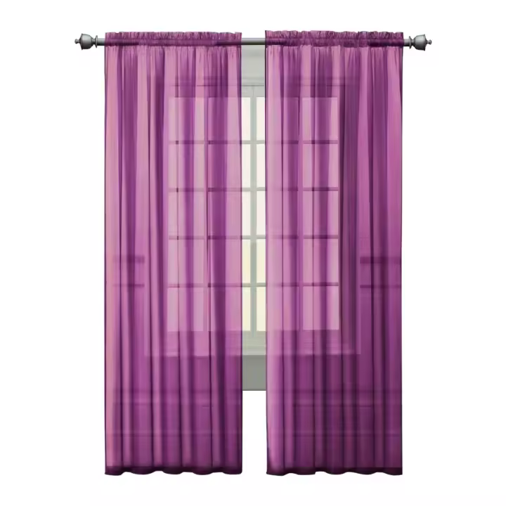 Cortinas De Tulle Transparentes De Color Sólido Modernas Para Decoración De Ventanas En Hogar Cortinas Voile Transparentes Para Sala De Estar 100cmX200cm - 1