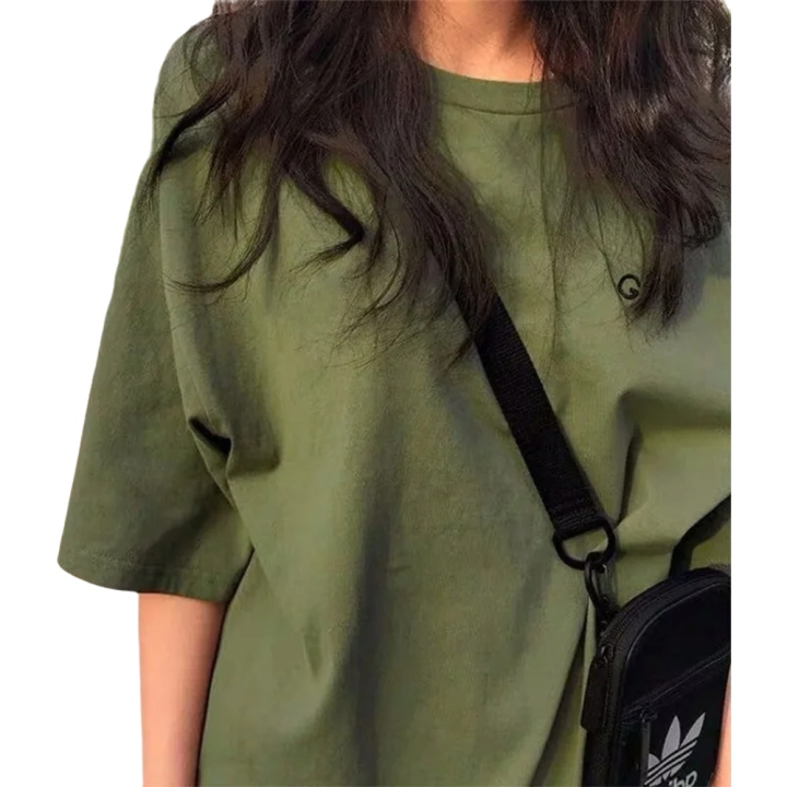 Camiseta De Verano Militar Verde Oliva Con Letras Estilo Coreano Para Mujeres Suelta Y Ajustada Tops De Polyester