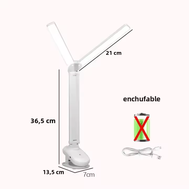 Lámpara De Lectura LED Doble Con Pinza Y Control Táctil Dimmer Protección Ocular Para Dormitorio Estudio Oficina - 1
