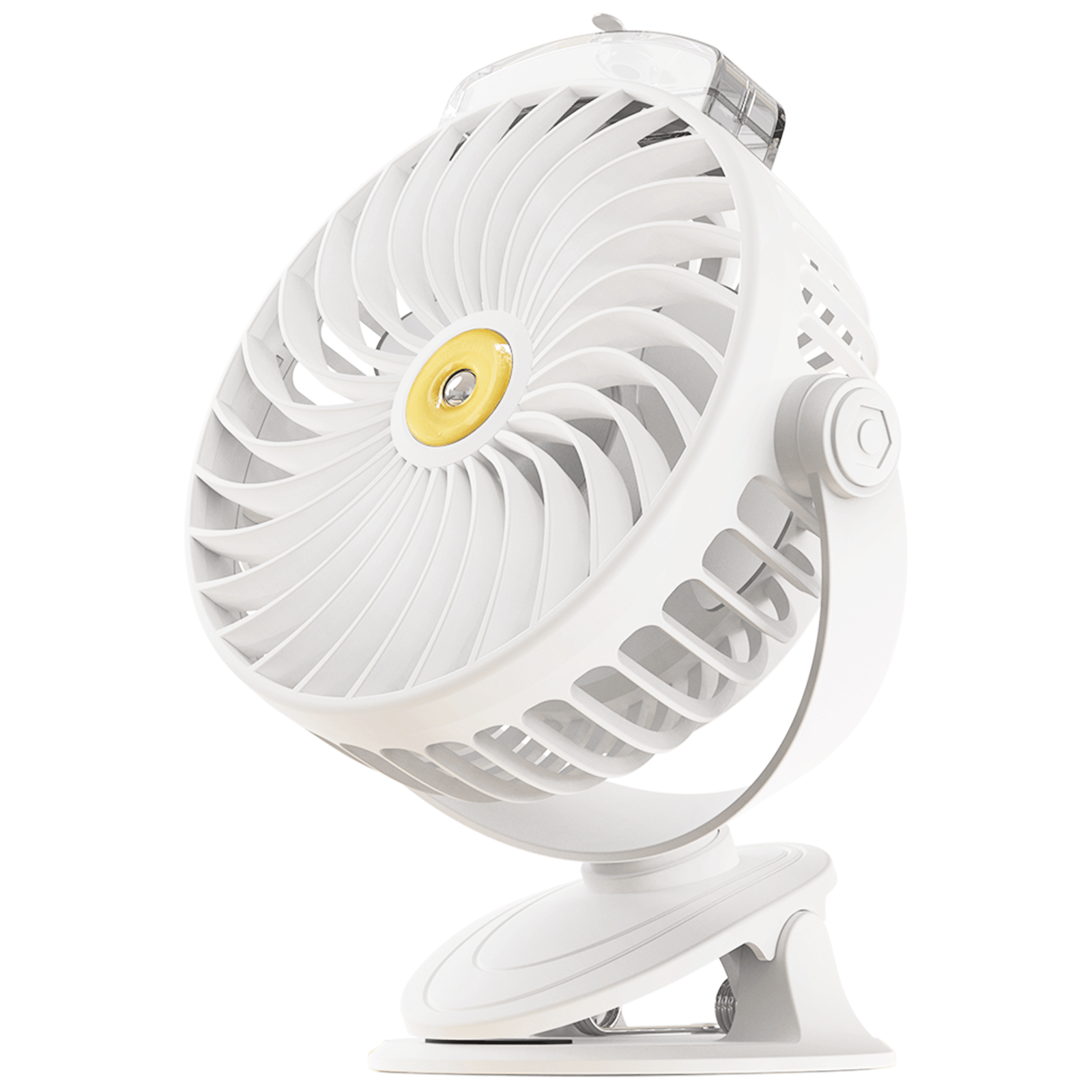 Ventilador de Mesa Portátil USB con Pinza, 6 Pulgadas, 3 Aspas, 5 Velocidades, 2400mAh, Blanco
