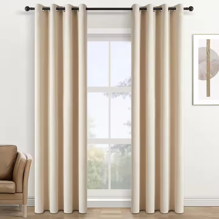 Topfinel Cortinas Salon Modernas Termicas Aislantes Opacas con Ojales para Cocina Habitacion Infantil Dormitorio 2 Piezas 140x240cm Beige - 1