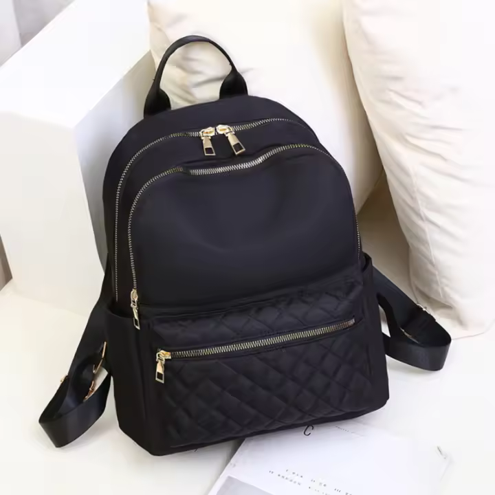 Mochila De Oxford Impermeable Para Mujer 2024 Negra Gran Capacidad Con Cierre De Cremallera Estilo Casual Para Viajes Y Escuela - 1