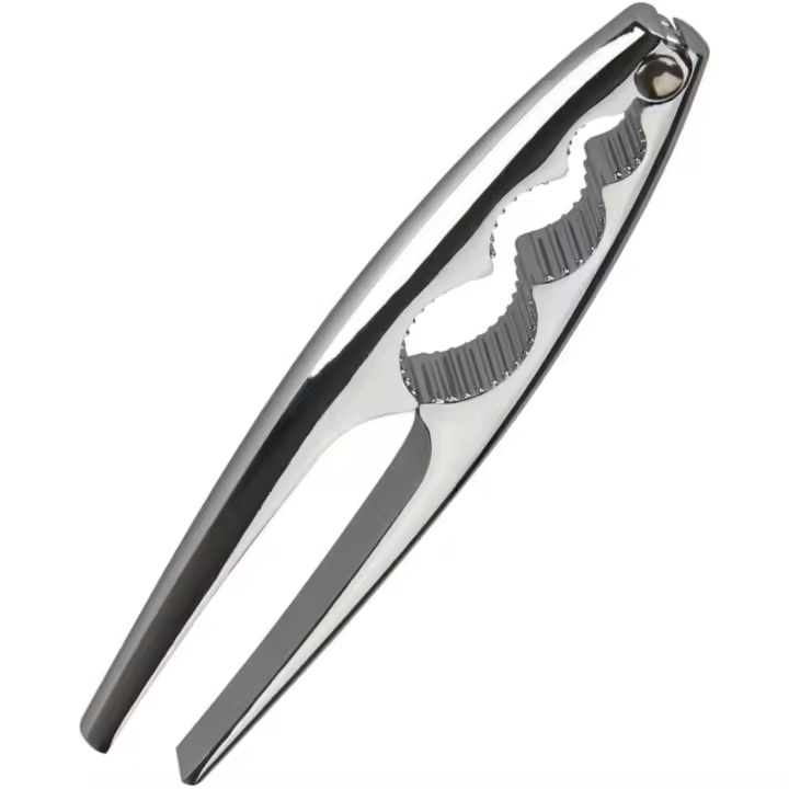 Cascanueces - Cascanueces para nueces y mariscos - Cromo dorado - Aleación de zinc - Plata - 17 cm - 1