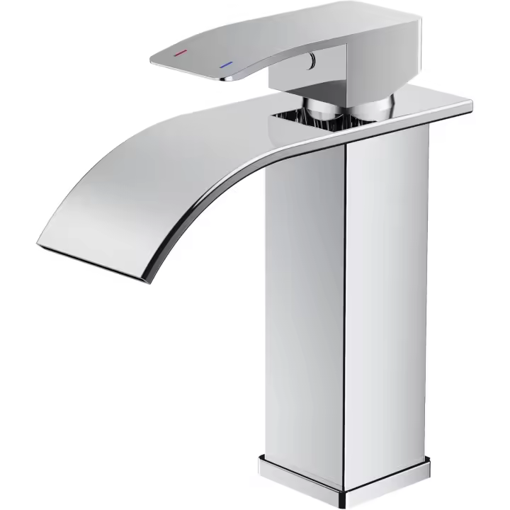 Grifo de Baño FORIOUS, Grifo de Lavabo Cromado, Grifo de Una Sola Manija para Lavabo with Altura de Pico de 110 MM, Ahorro de Agua, Ahorro de Energía. Cromo 6,9'' - 1