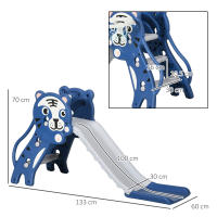 AIYAPLAY Tobogán Infantil 2 en 1 Tobogán para Niños de 18 a 36 Meses con 2 Escaleras 1 Canasta de Baloncesto y Patrón de Tigre para Interior 133x60x70 cm Azul y Gris - details 2