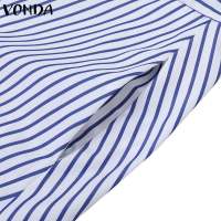 VONDA Vestido Maxi Elegante Para Mujer 2024 Con Rayas Bohemio Casual Manga Larga Hombro Descubierto Sin Capucha Fiesta Longitud Del Vestido Hasta El Tobillo - details 8