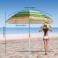 S7 STAR Sombrilla Playa Multicolor, Sombrilla Plegable Grande 220cm, Sombrilla Ligera con Bolsa Transporte, Protecciíon UV 50 Sombrilla Exterior con Tubo Aluminio, Ideal para Aire Libre / Playa/ Verano - details 7