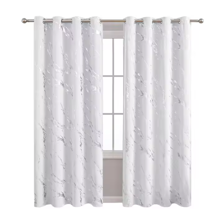 Cortina De Lujo Con Estampado De Marmol Y Estampado Plateado 1 Panel Precisión Alta Para Sala De Estar Dormitorio Moderno - 1