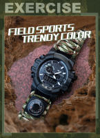 Reloj De Sobrevivencia Militar Multifuncional SHIYUNME Para Hombres Resistente Al Agua Con Cordón Paracord Para Camping Y Senderismo Reloj De Mano Con Pantalla LED Y Compás - details 1