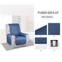 Single Sofa Cushion Cover, Deep Blue and Off-White, Soft and Durable, Universal Fit for 1-Seater Sofa - details 3