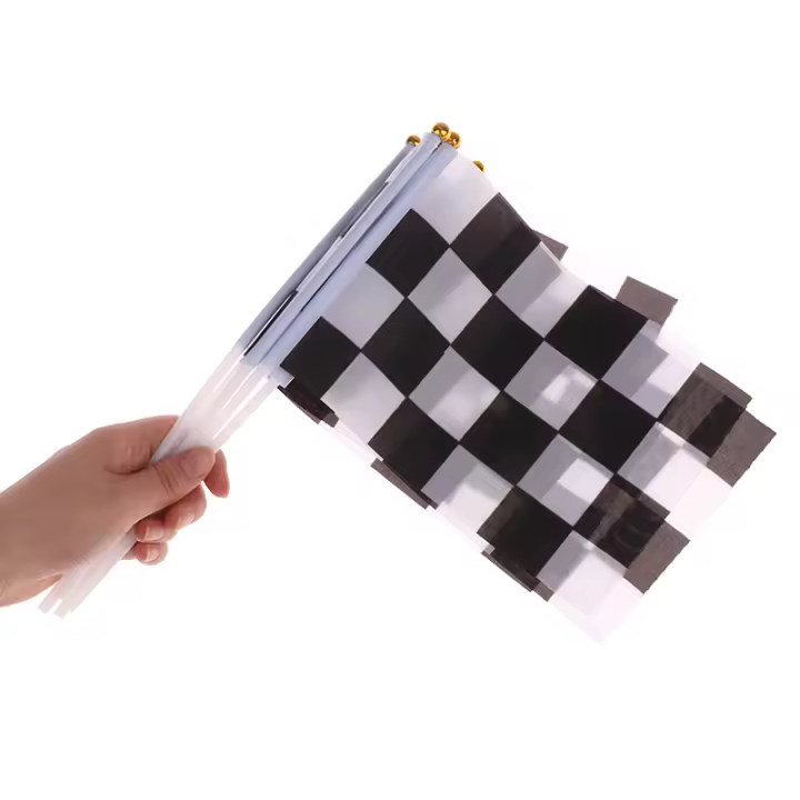 10Pcs Bandera Cuadrada Negra Y Blanca De Alta Calidad Para Carreras Bandera De Automóvil De Polyester Decoración De Deportes - 1