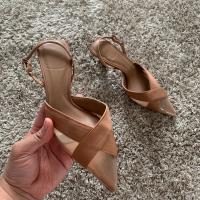 Sandalias De Verano Para Mujer Zapatos De Tacón Alto Con Punta Puntiaguda Slingback Elegantes Y Moda Hebilla En El Tobillo Microfibra Con Suela De Goma - details 9