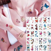 30pcs Tatuajes Temporales Impermeables 3D Con Colores De Mariposa Rosa Flor Y Plumas Para Niñas Mujeres Y Hombres Arte Corporal Falso Tatuaje - details 1