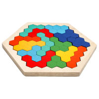 Juguete Educativo Montessori De Bloques De Madera 3D Puzzle De Tangram Jigsaw Colorido Desafío Cerebral Para Niños Y Adultos - details 0