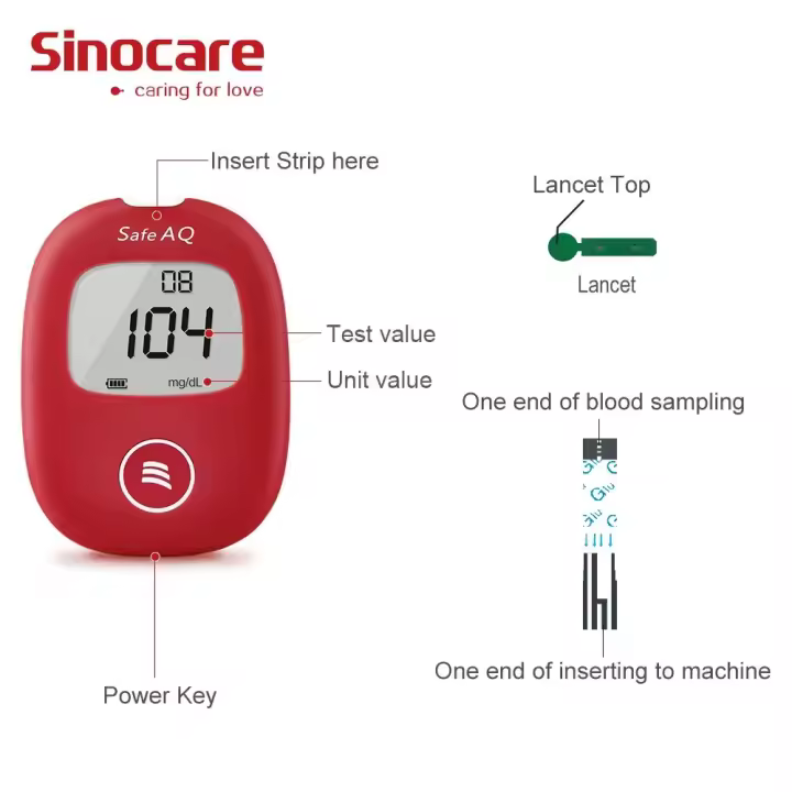 Glucómetro, 50 x Tiras Medidor Glucosa en Sangre, Medidor Sangre Glucosa en Sangre - mg/dL (Safe AQ Voice)（Monitor de glucosa mg/dL + 50 tiras reactivas + 50 agujas） - 1