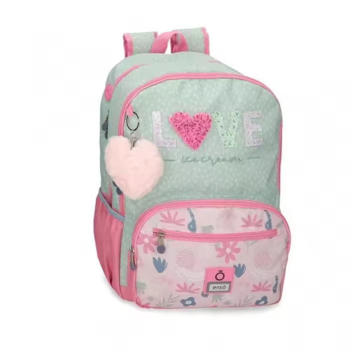 Mochila escolar Enso Love ice cream doble compartimento 44 cm - adaptable a carro - 1