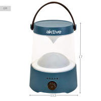 Aktive - Lámpara LED recargable 400 lm, 3 modos luz ajustables, asa y colgador, resistente al agua IP44, ideal para camping y exteriores, doble alimentación con power bank USB, batería recargable o 4 pilas AA, alcance 10 m, luz clara y uniforme - details 3