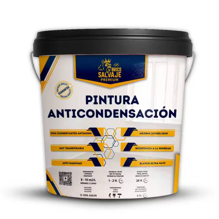 Pintura Anticondensación Termoaislante y Antimoho  Marca BricoSalvaje Premium Blanco Mate  Fácil Aplicación  Ahorro Energético  Interior  Pintura Antihumedad - 1