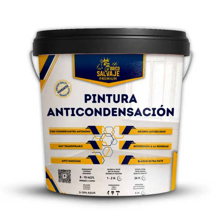 Pintura Anticondensación Termoaislante y Antimoho  Marca BricoSalvaje Premium Blanco Mate  Fácil Aplicación  Ahorro Energético  Interior  Pintura Antihumedad - 1