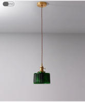 Lámpara Colgante De Vidrio Y Cobre Para Comedor Sala De Estar Dormitorio LED No Dimmable Color Verde Instalación Por Cordón - details 8