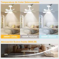 Ventilador Techo con Luz y Mando a Distancia 18' LED Regulable Lampara E27 Ventilador de Techo con Ventiladores Silencioso Velocidad, Brillo y Temperatura de Color Ajustable [Clase de eficiencia energética A++] - details 3