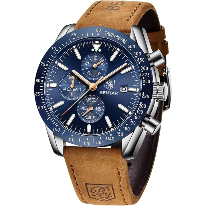 Relojes Hombre cronógrafo para Hombre Movimiento de Cuarzo Fashion Business Sports Watch 30M Impermeable Regalo Elegante - 1
