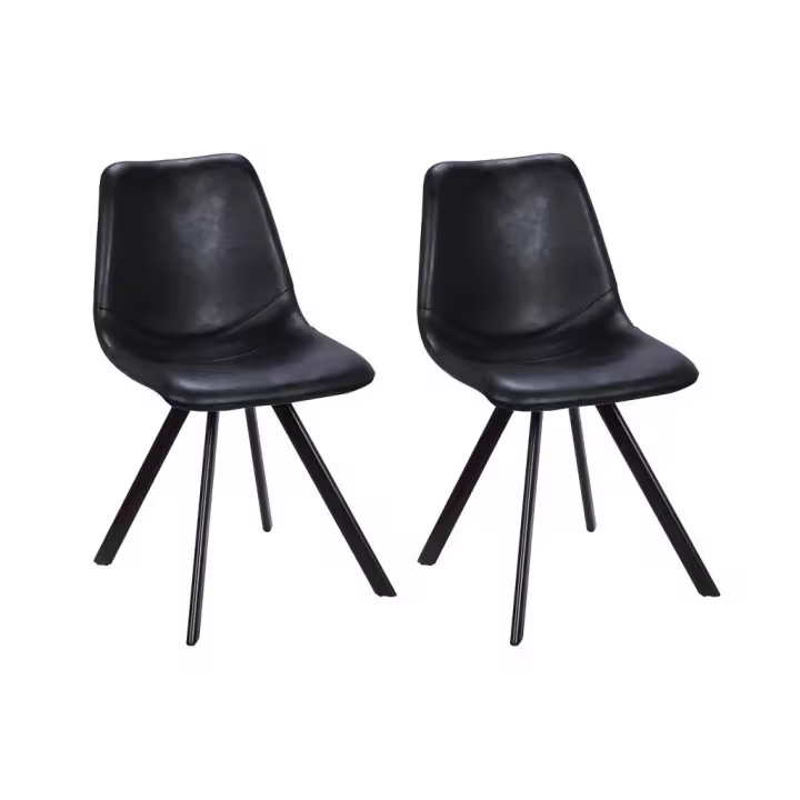 Vente-unique - Lote de 2 sillas LUBINE - Piel sintética - negro - 1