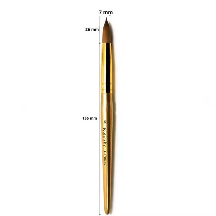 Cepillo De Uñas De Acrílico Kolinsky Con Mango Dorado Herramientas De Extensión De Uñas UV Gel Tamaño 8-22 Para Principiantes - 1