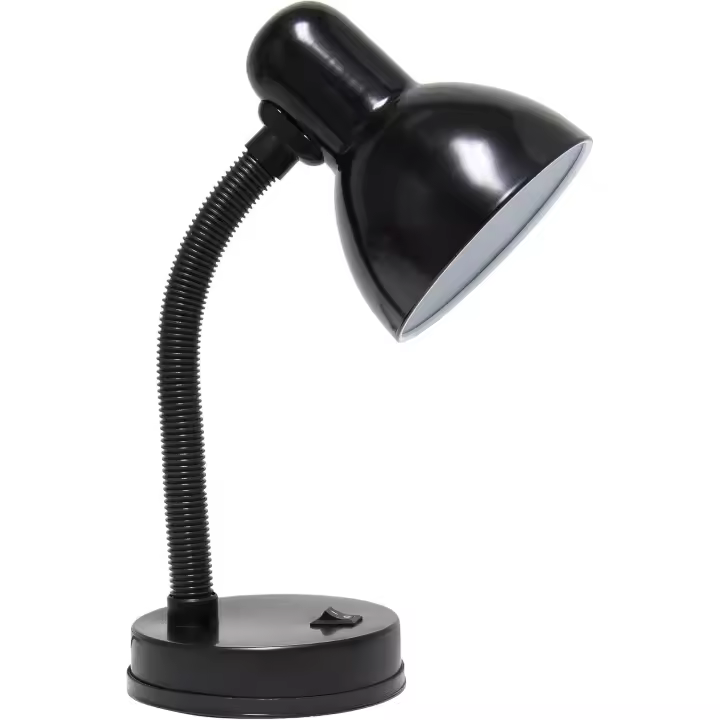 Lámpara de escritorio con cuello flexible de metal de Simple Designs, color negro - 1