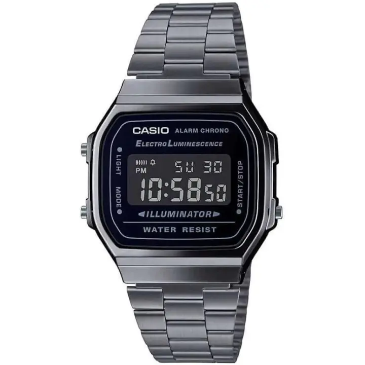 RELOJ CASIO retro A168WEGG-1B Correa en Acero Inoxidable ALARMA luz LED - 1