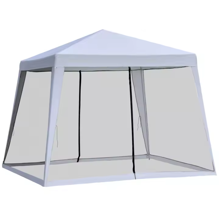 Outsunny Carpa de Jardín 3x3 m Cenador con 4 Partes Laterales Mosquitera con Cremallera Protección UV para Patio Exterior Eventos Fiesta - 1