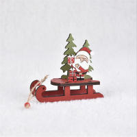 Modelo Pequeño De Adorno Navideño DIY De Madera Colores Sledo Decoración Con Ciervo Anciano Tirando De Un Carro Regalos Pequeños - details 4