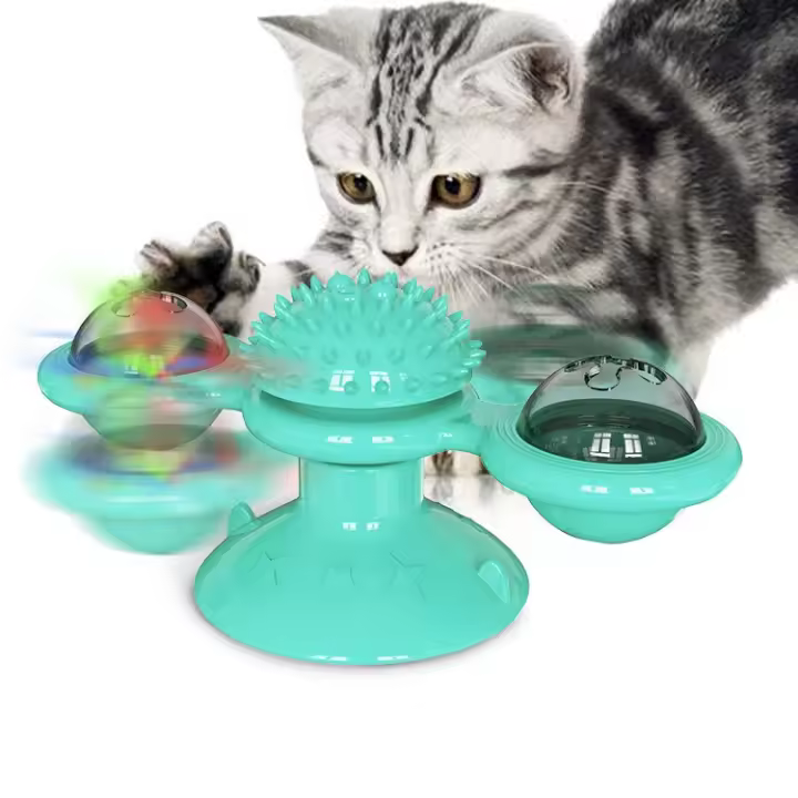 Juguete Interactivo Para Gatos Multifuncional Molino De Viento Juguete De Rota Para Gatos Juguetes De Limpieza Para Gatos - 1