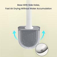 Escobillas de Baño Silicona, Cepillo de Baño y Soportes, Escobilla WC De Cabeza Plana De Limpieza Profunda,Accesorios BañO Negro - details 4