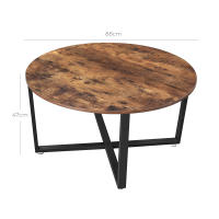 Mesa de centro redonda, estructura metálica duradera, fácil montaje, ideal para salón, marrón rústico, diámetro 88 cm - details 2