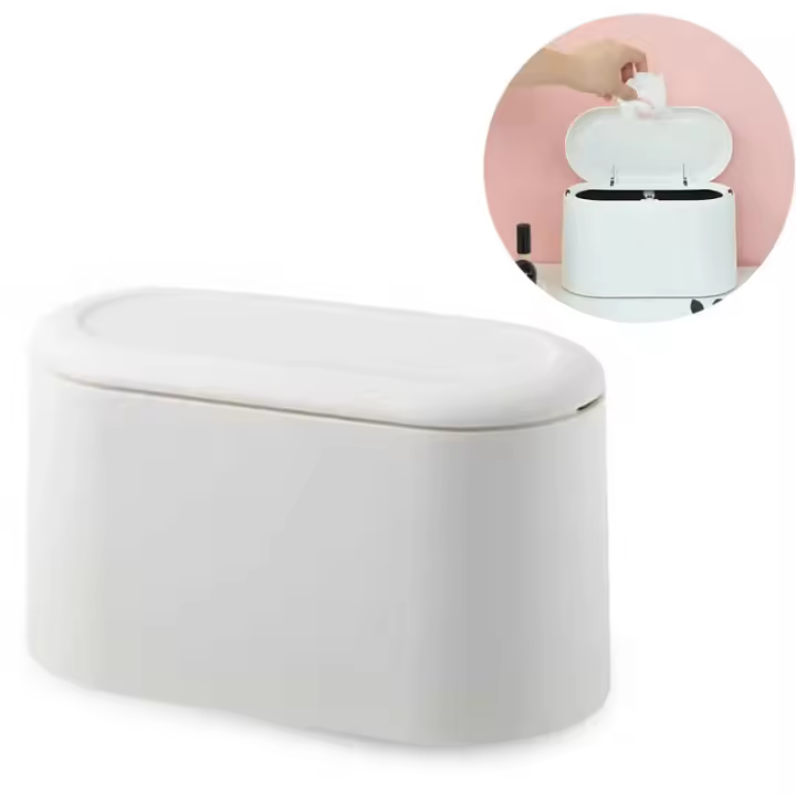 Bote de basura de mesa con tapa, mini Bote de basura, Bote de basura de Mesa, Bote de basura para Cosméticos de baño, Bote de basura de Mesa para - 1