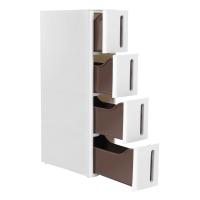 Cajonera estrecha con 4 cajones, deslizable con ruedas extraíbles, ahorro de espacio para baño, blanco y marrón o gris, 45x17x84 cm - details 7