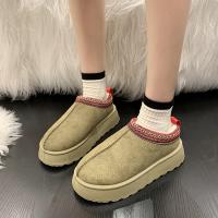 Botas De Nieve Para Mujer Invierno 2024 Cálido De Cashmere Suela Gruesa Sin Talón Media Pantufla Algodón Zapatos Para Mujer - details 5