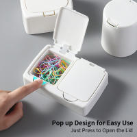 Organizador De Maquillaje Con Cubierta Y Almacenamiento Pop-up Para Algodones Y Pequeños Artículos De Belleza Caja De Plástico Antipolvo Para Escritorio - details 3