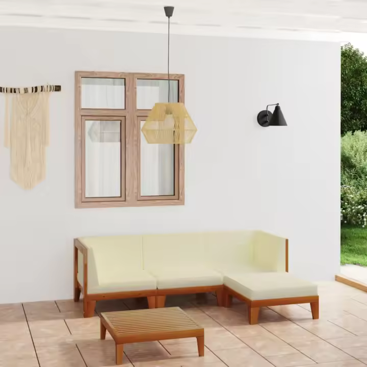 vidaXL Juego muebles de jardín y cojines 5 pzas madera maciza acacia - 1