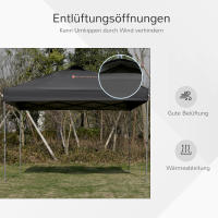 Gazebo 2.95X2.95m Gazebo plegable pop-up with estacas y Cordones de Tela Oxford Protección UV Negro - details 3