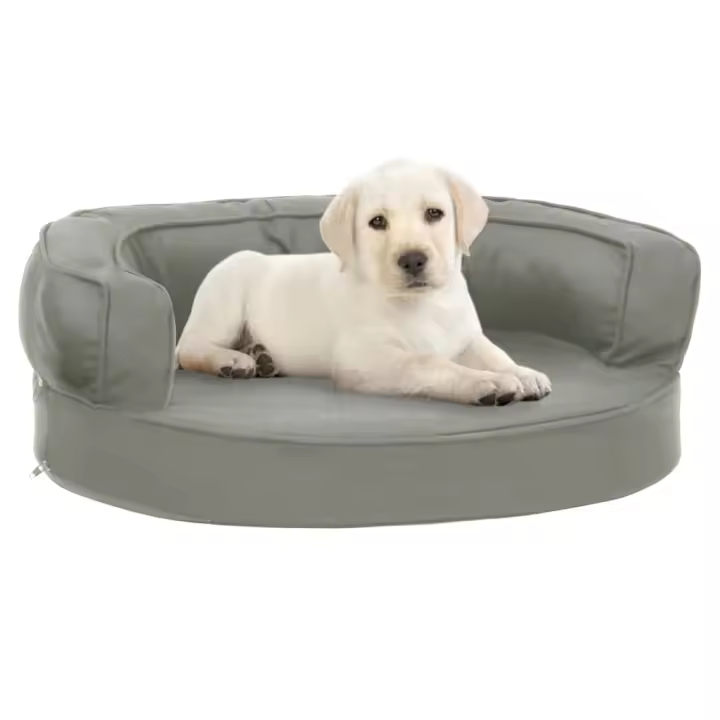 Colchón para Cama de Perro ergonómico aspecto Lino gris 60x42cm - 1