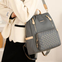 Mochila escolar para estudiantes con forma de diamante de gran capacidad, moderna, sencilla, informal y versátil, mochila para mujer con incrustaciones de remaches. - details 8